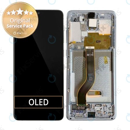 Samsung Galaxy S20 Plus G985F - LCD Displej + Dotykové Sklo + Rám (Cloud White) - GH82-22134B, GH82-22145B Genuine Service Pack