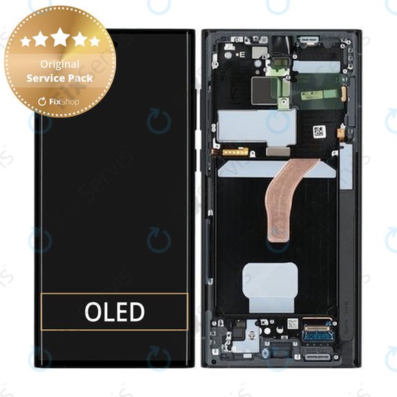 Samsung Galaxy S22 Ultra S908B - LCD Displej + Dotykové Sklo + Rám (Graphite) - GH82-27488E, GH82-27489E Genuine Service Pack
