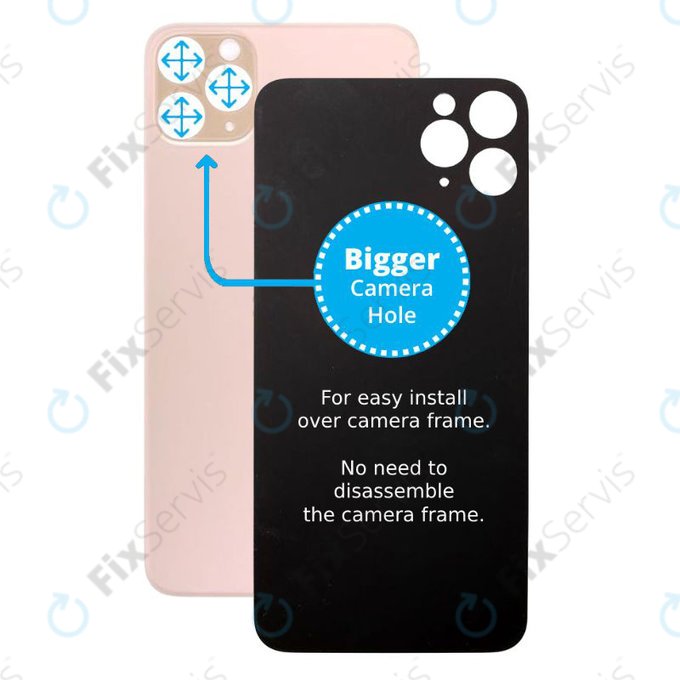 Apple iPhone 11 Pro Max - Sklo Zadného Housingu so Zväčšeným Otvorom na Kameru (Gold)