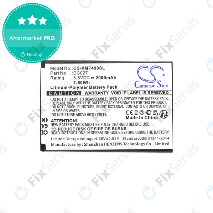 Batéria pre Xiaomi F490 4g, 2000mAh, Li-Pol, 3.8V, DC027, HQ