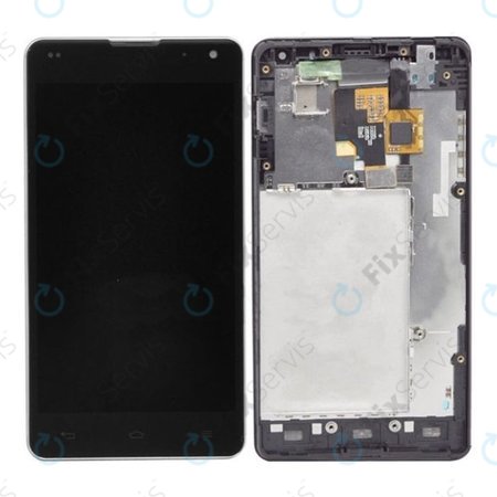 LG Optimus G E975 - LCD Displej + Dotykové Sklo + Rám (Čierna)