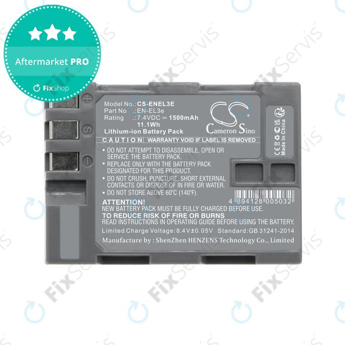 Batéria pre Nikon D100, D200, D50, D70, D70s, D80, D300S, D700, D90, D300, 1500mAh, Li-Ion, 7.4V, EN-EL3e, HQ