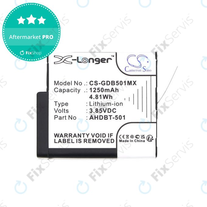 Batéria pre Gopro Hero 8, Hero 6, 1250mAh, Li-Ion, 3.85V, AHDBT-501, HQ