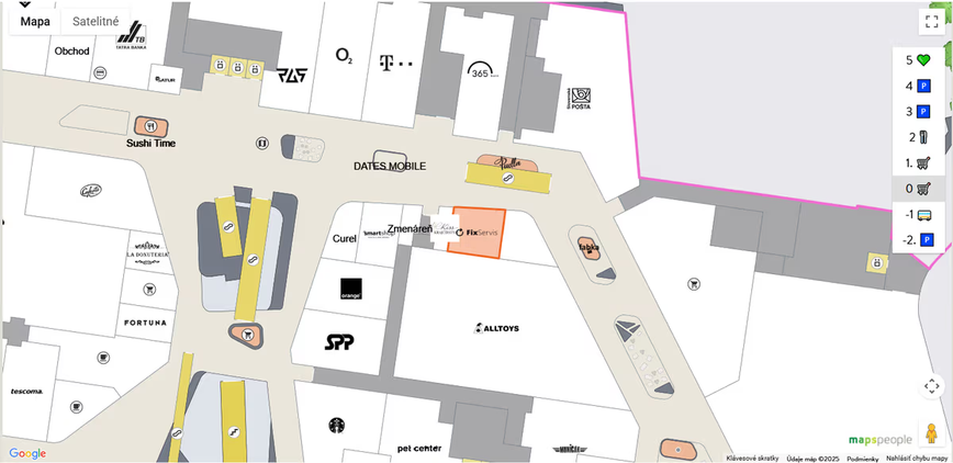 Nivy centrum - Mapa centra