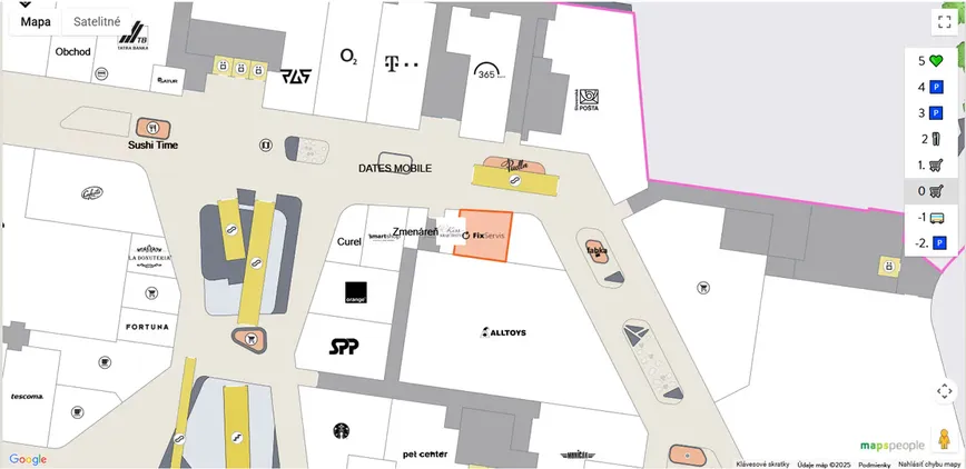 Nivy centrum - Mapa centra